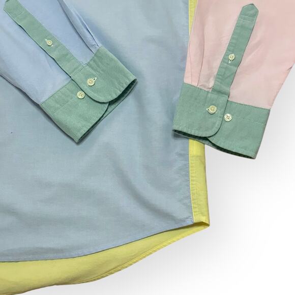 GANT Mixed Panel Oxford Button Down Shirt Pastel Colors Evening Party Night Out - Picture 9 of 13